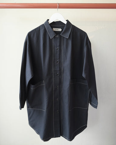 Art Long Shirt Jacket, Black