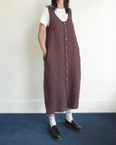 Button Front Linen Dress, Chocolate