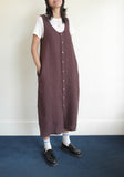 Button Front Linen Dress, Chocolate