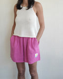 Linen Shorts, Fuchsia