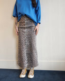 Leopard Denim Maxi Skirt
