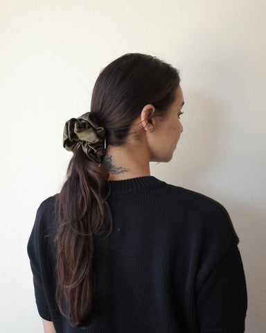 Oversize Silk Scrunchie, Swamp