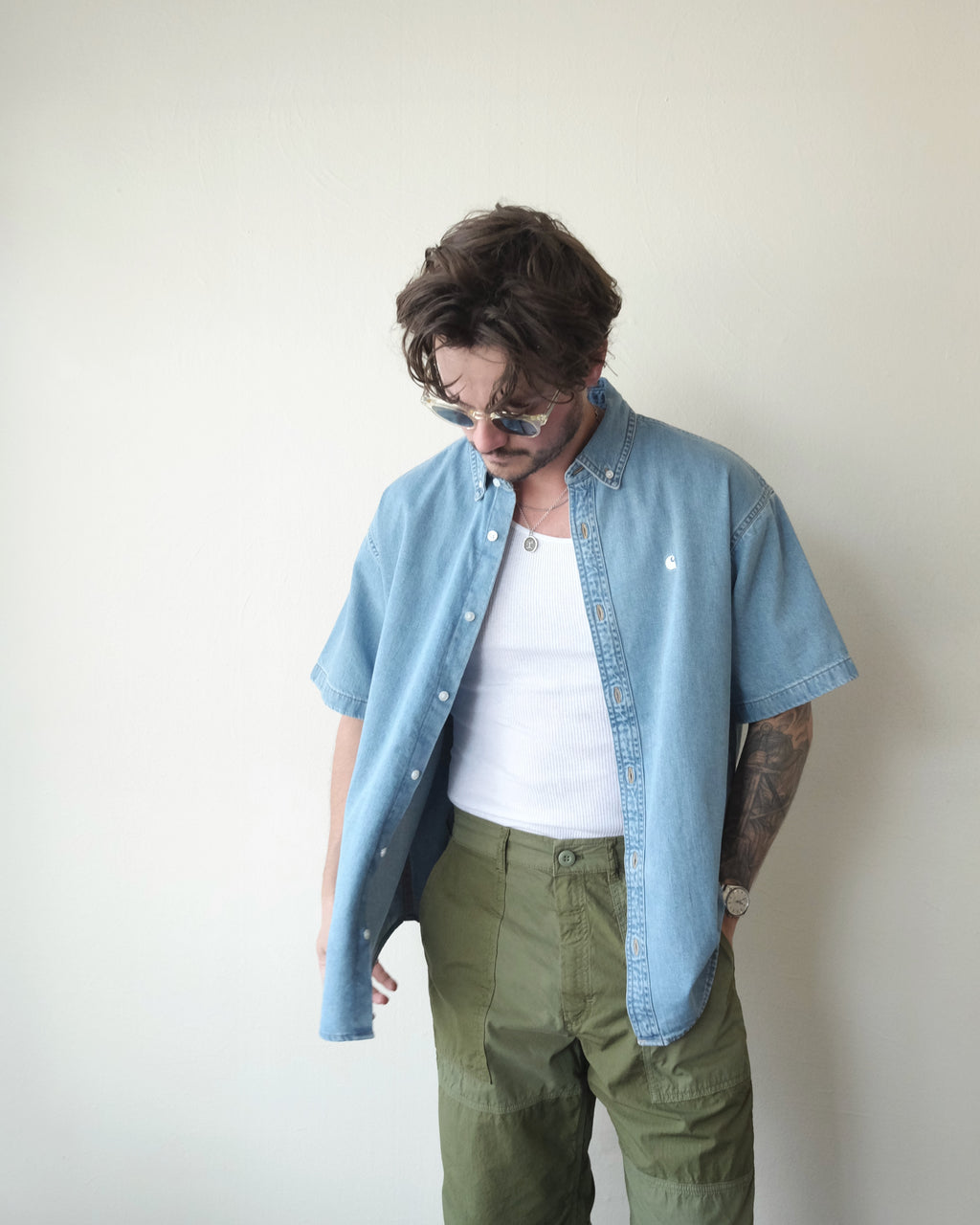 Lucas Shirt, Blue Bleached
