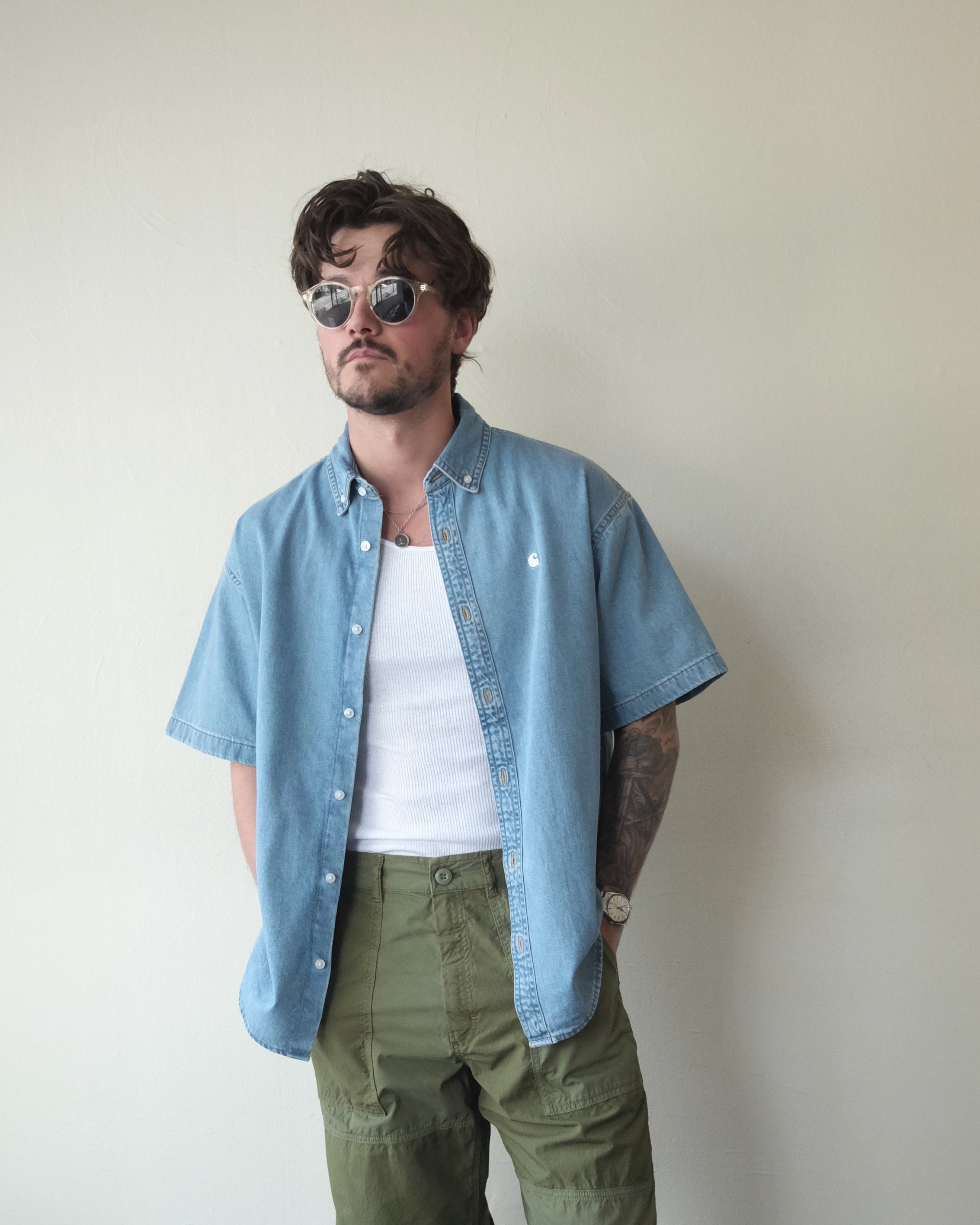 Lucas Shirt, Blue Bleached