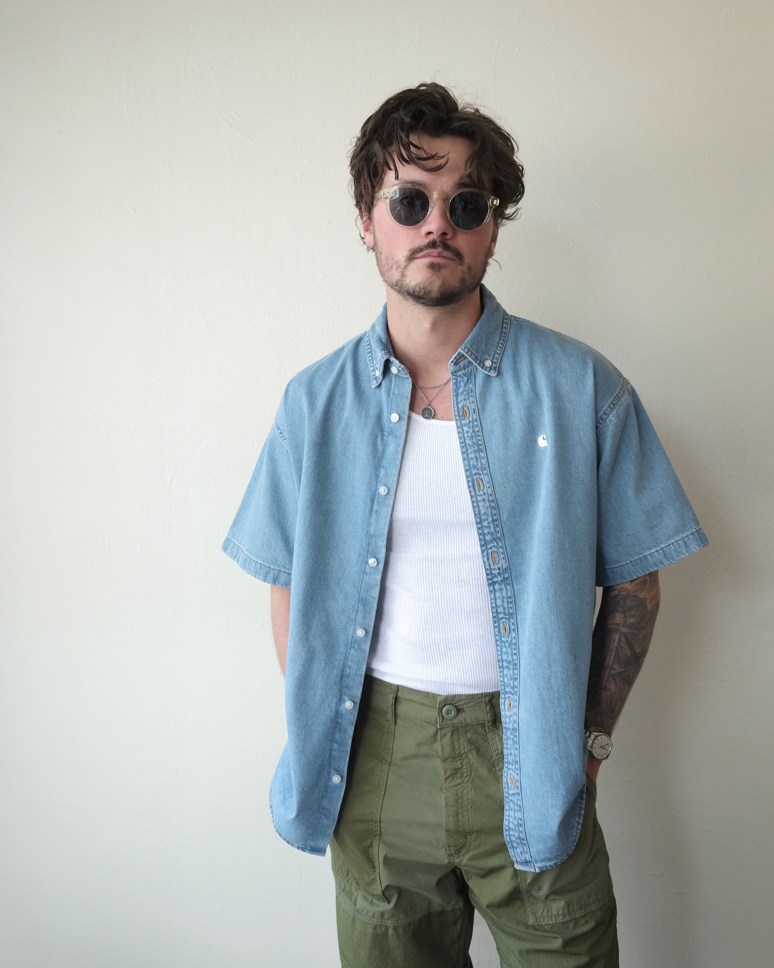 Lucas Shirt, Blue Bleached