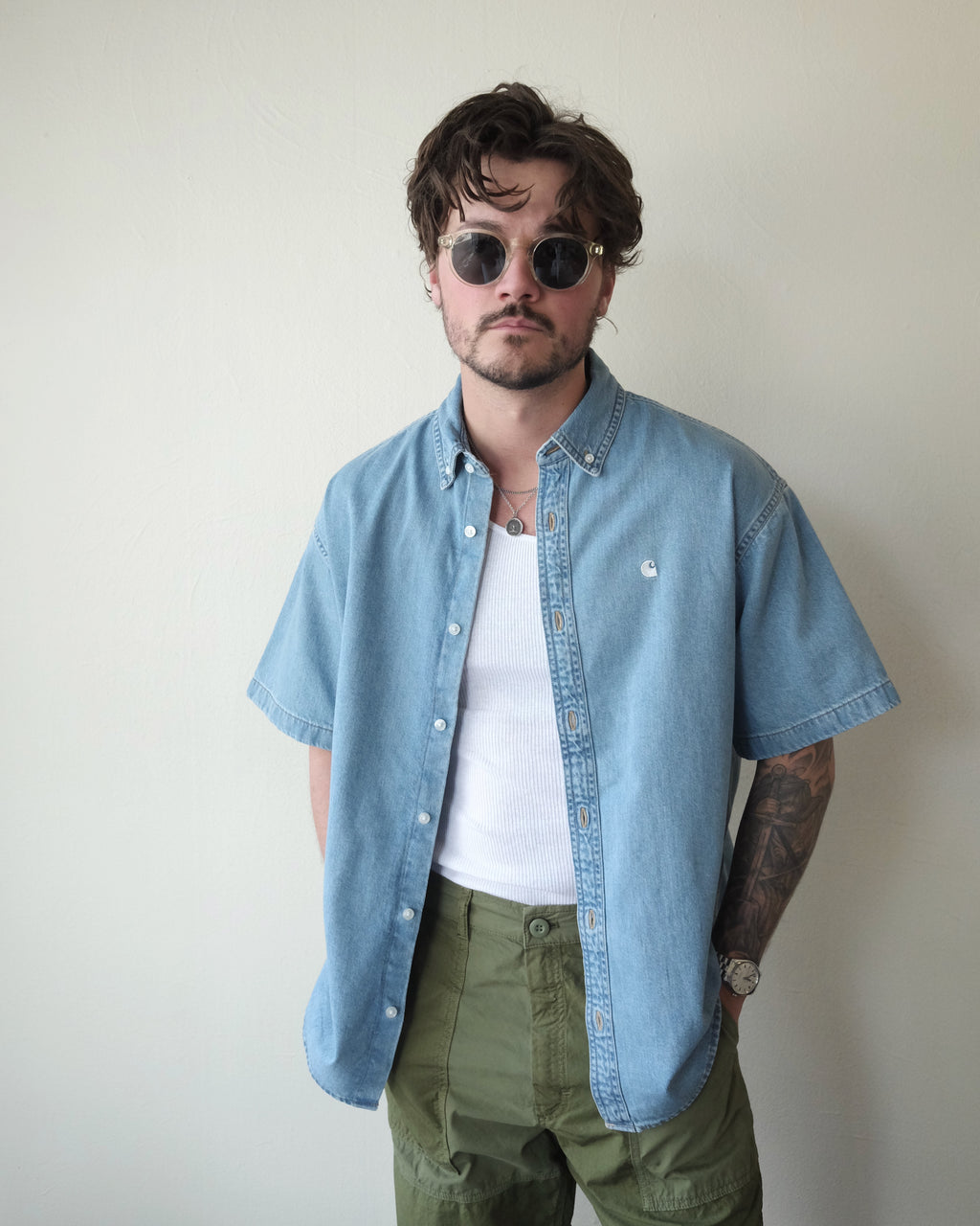 Lucas Shirt, Blue Bleached