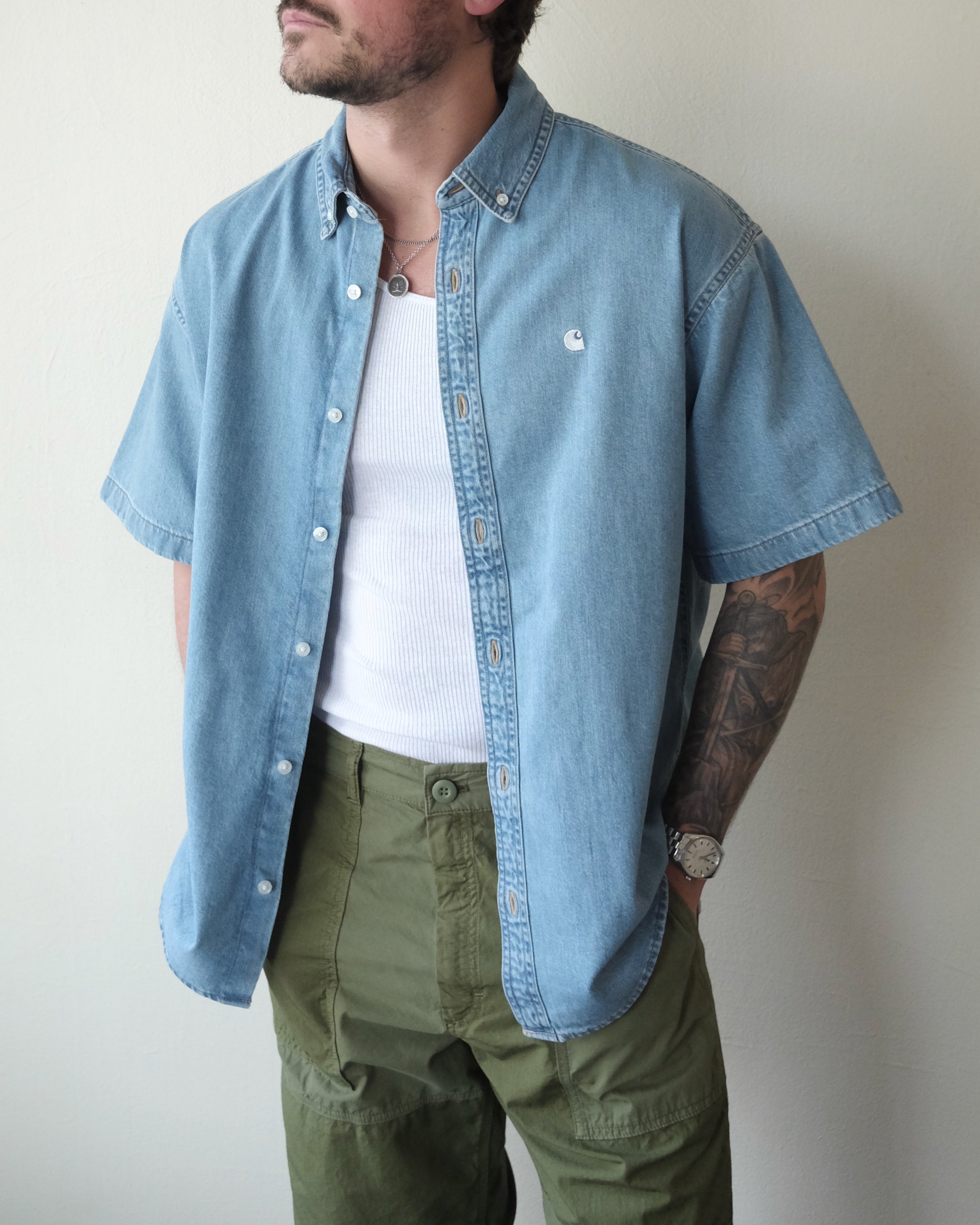 Lucas Shirt, Blue Bleached