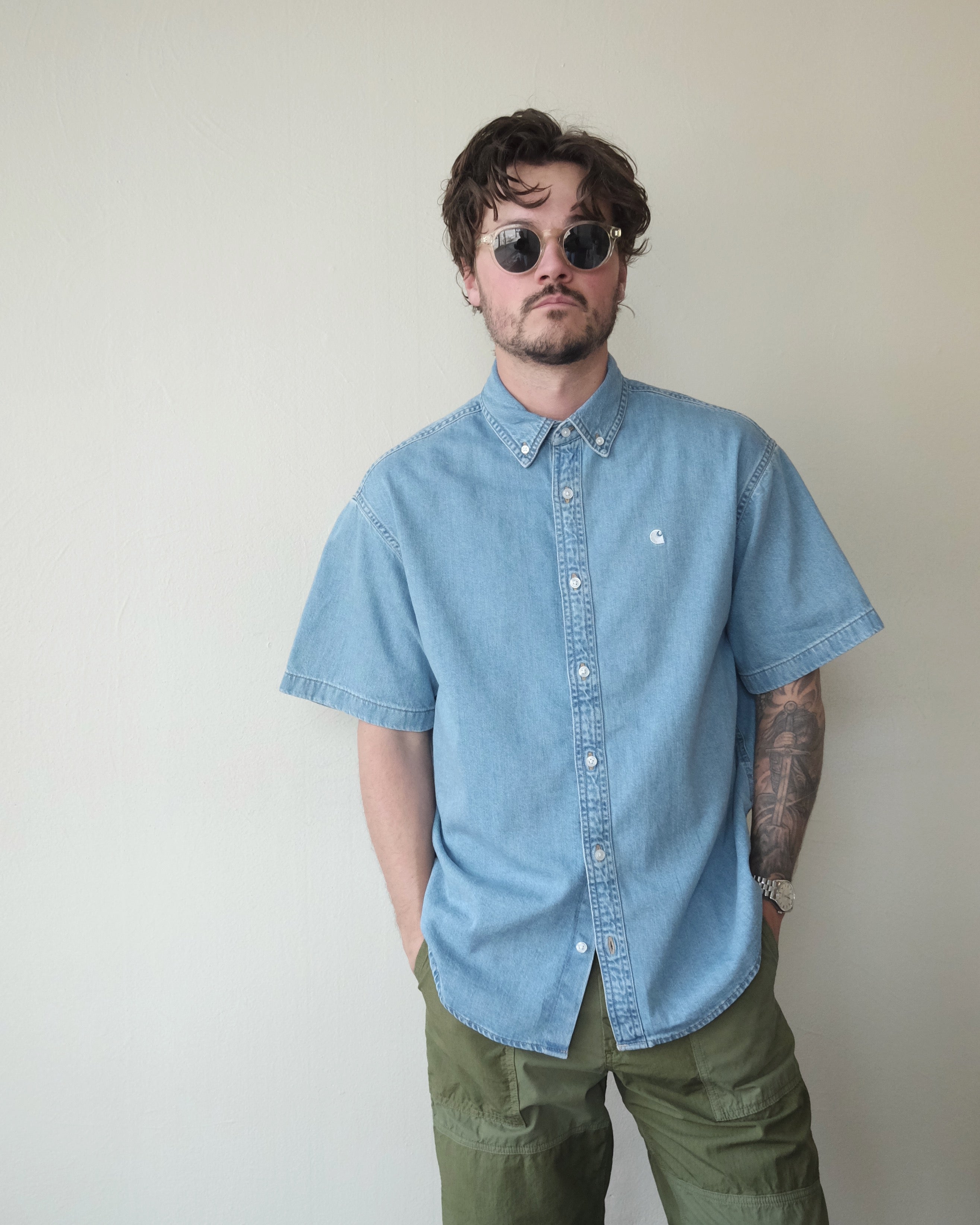 Lucas Shirt, Blue Bleached
