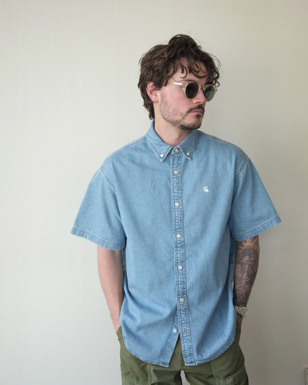 Lucas Shirt, Blue Bleached