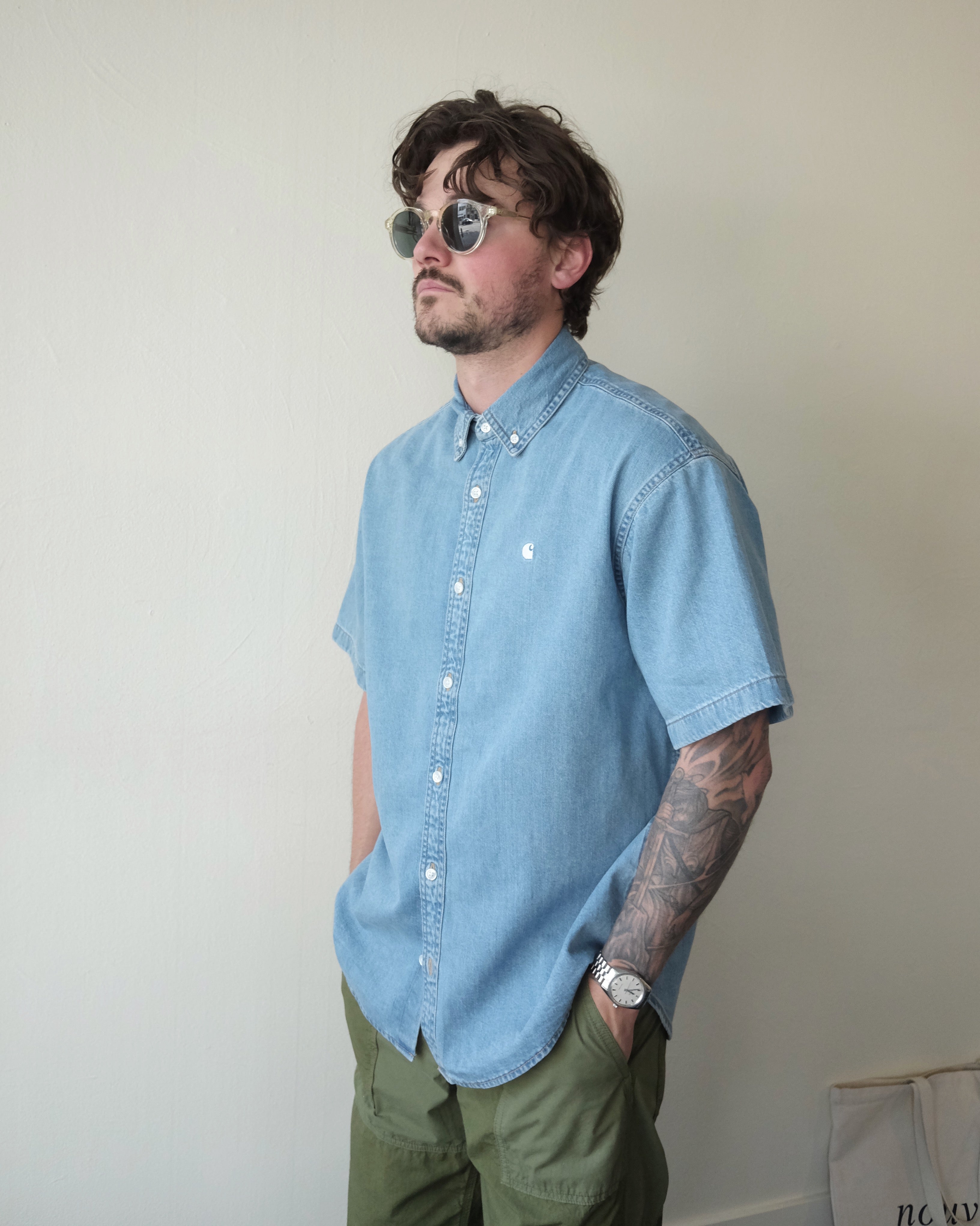 Lucas Shirt, Blue Bleached