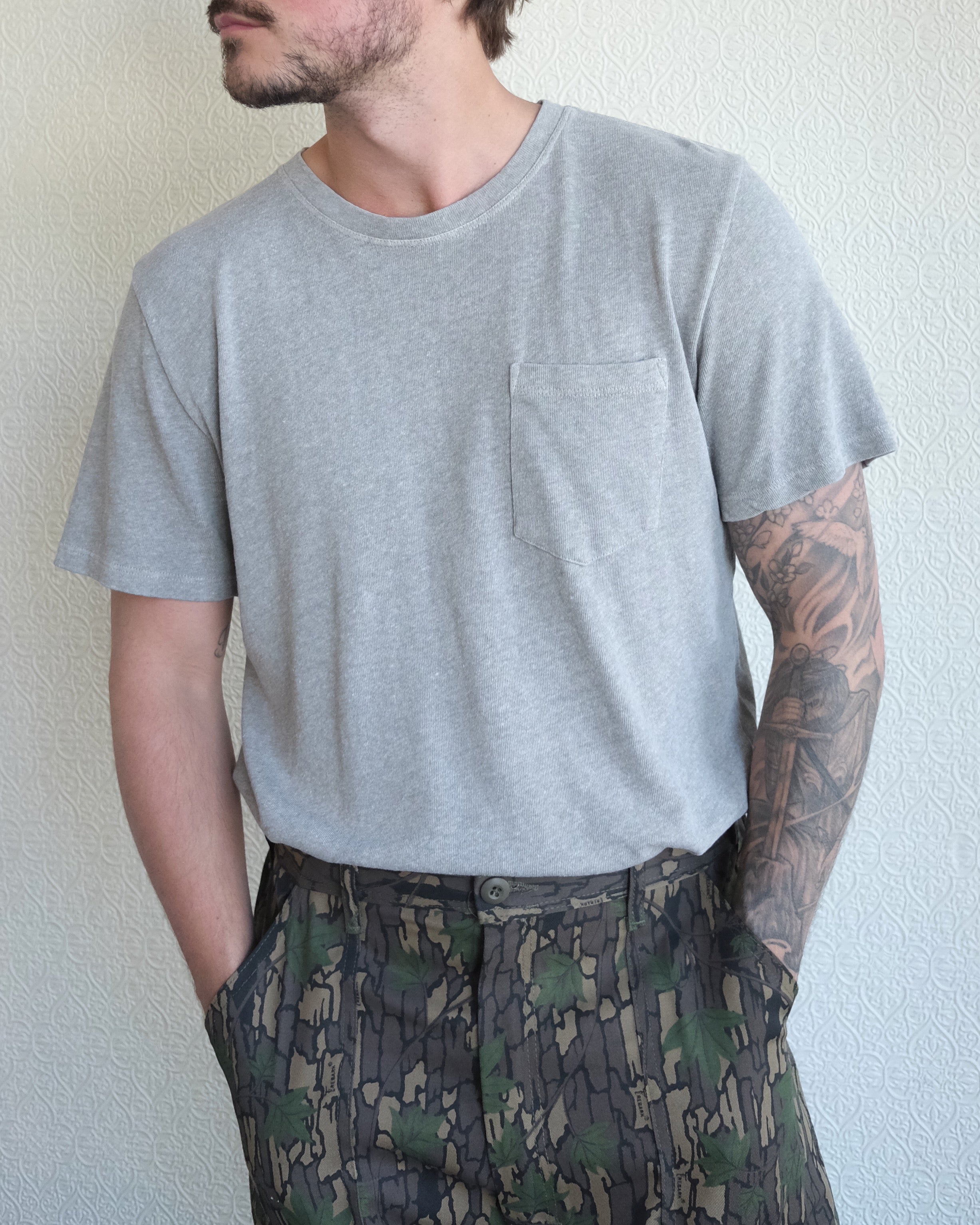 Baja Pocket Tee, Heather Grey