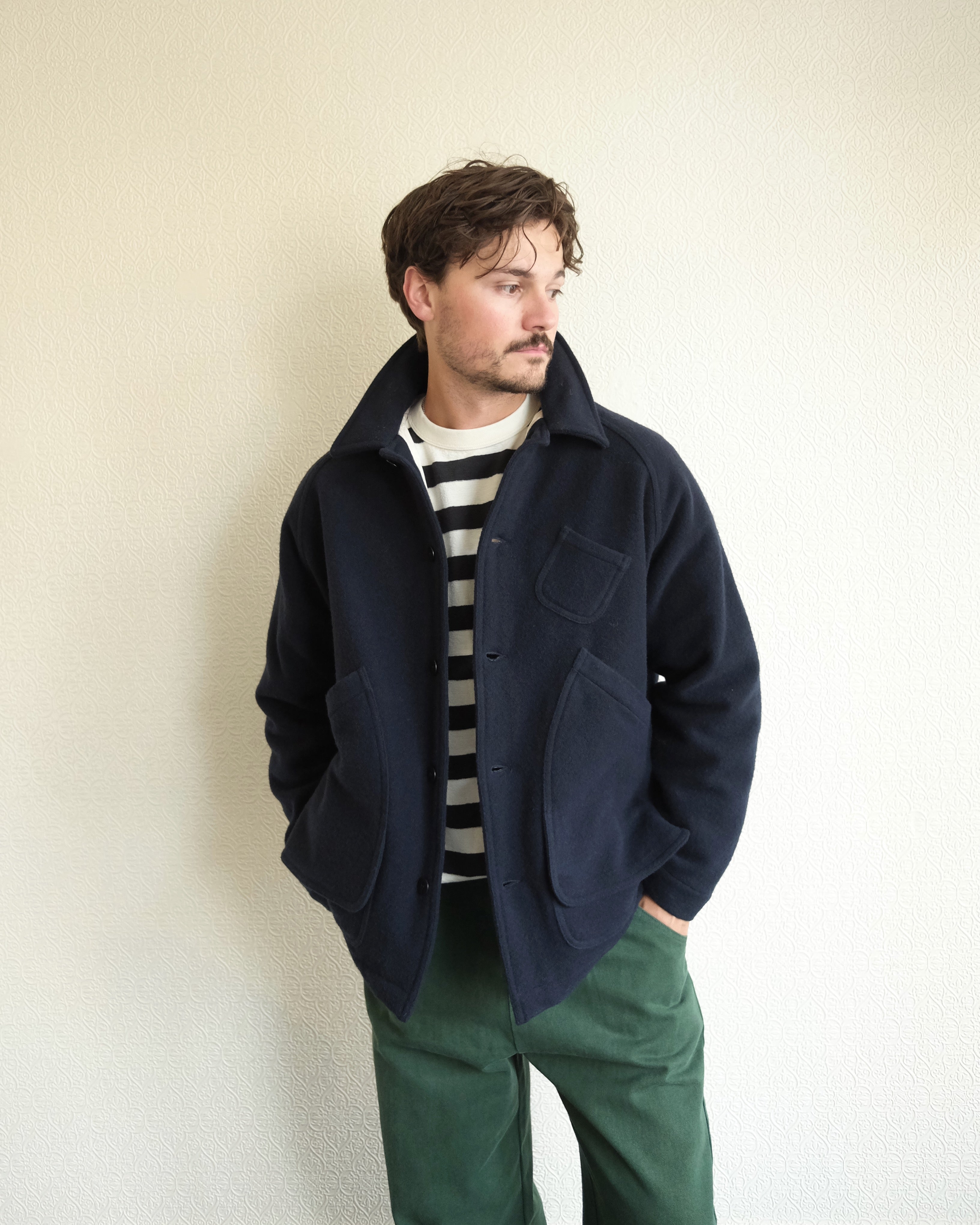 Mantero Jacket, Navy Wool