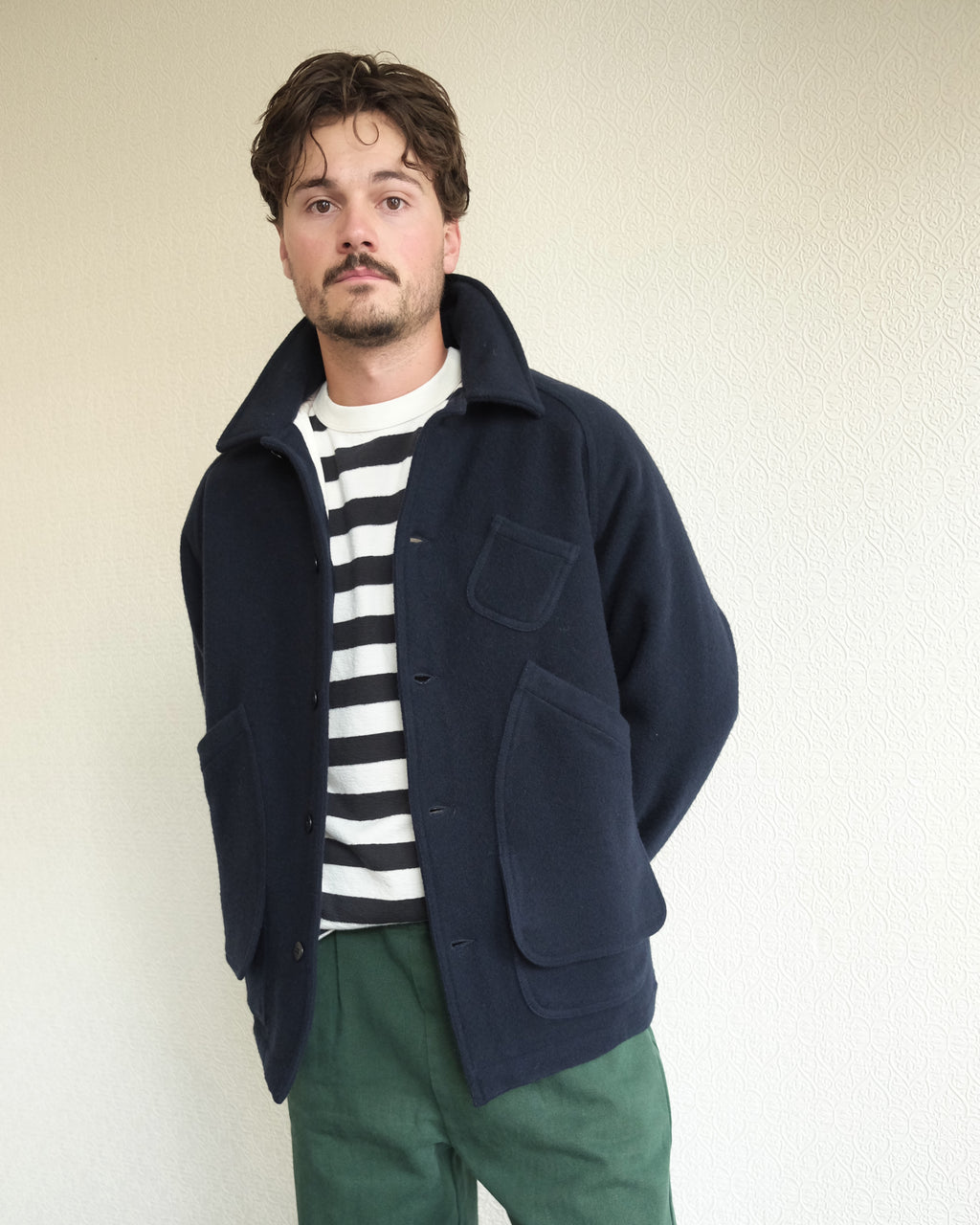 Mantero Jacket, Navy Wool