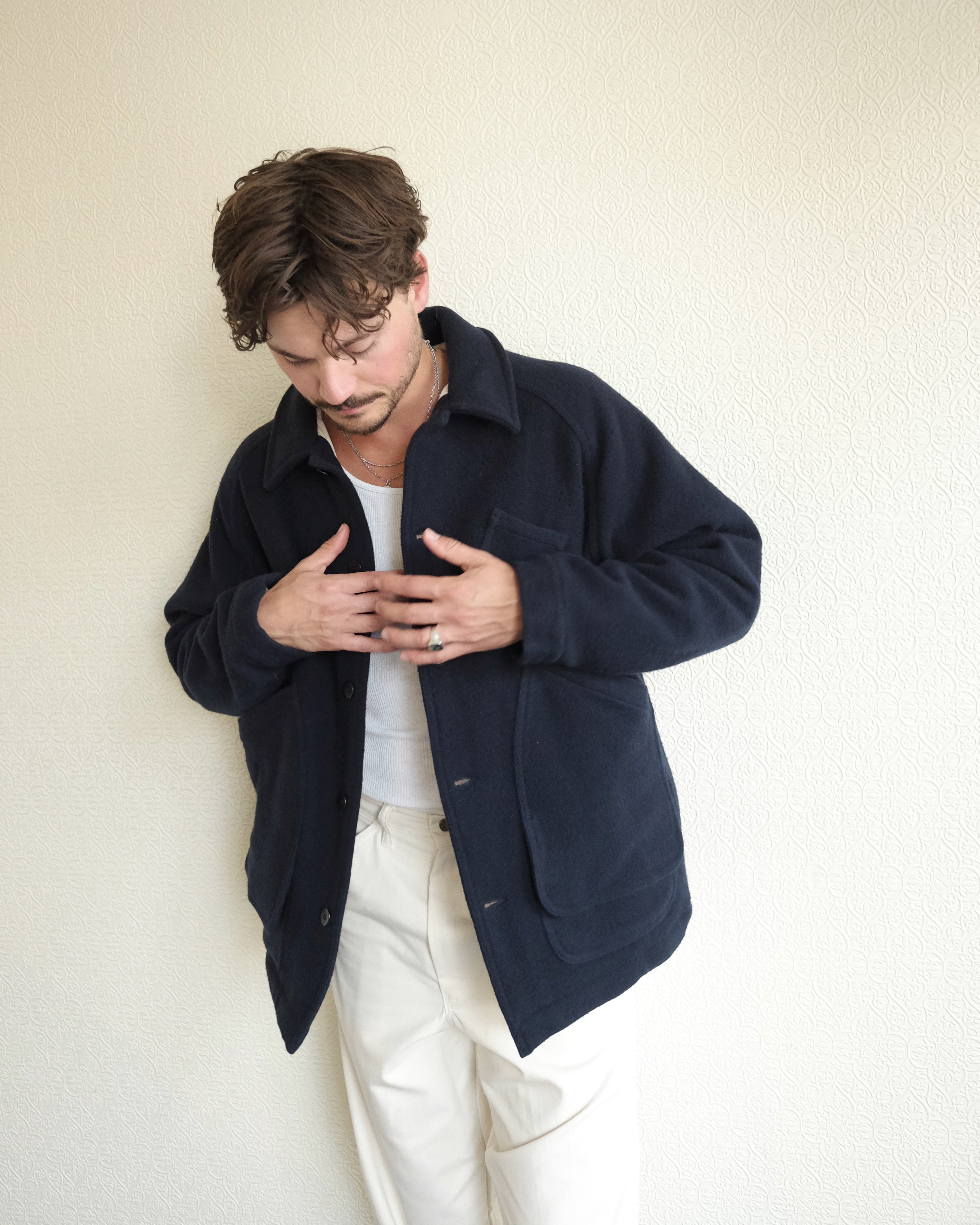 Mantero Jacket, Navy Wool