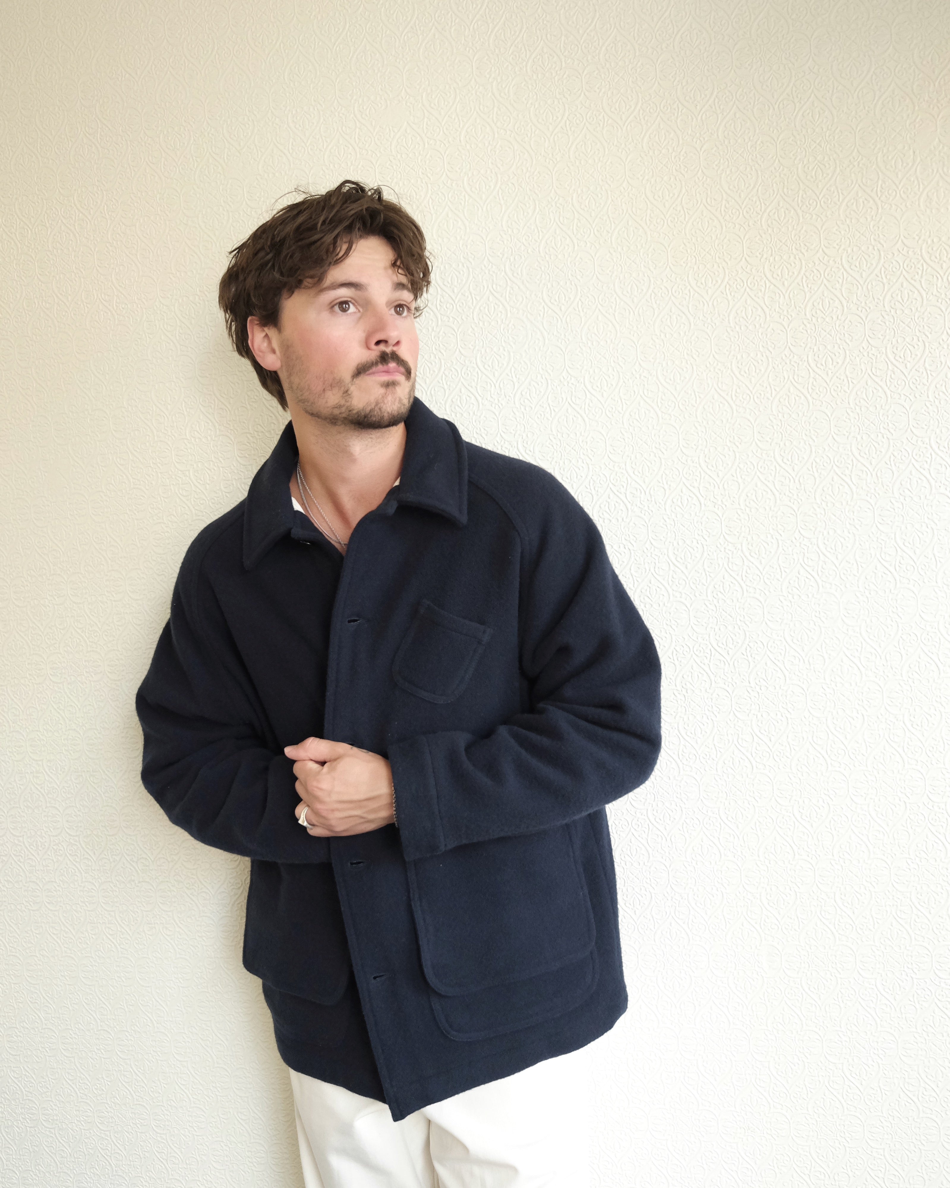 Mantero Jacket, Navy Wool