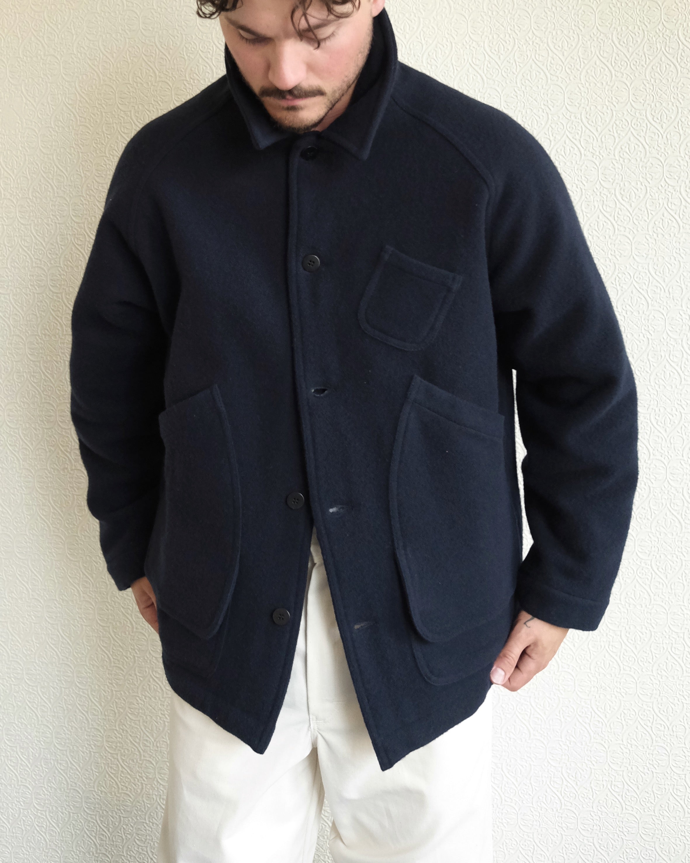 Mantero Jacket, Navy Wool