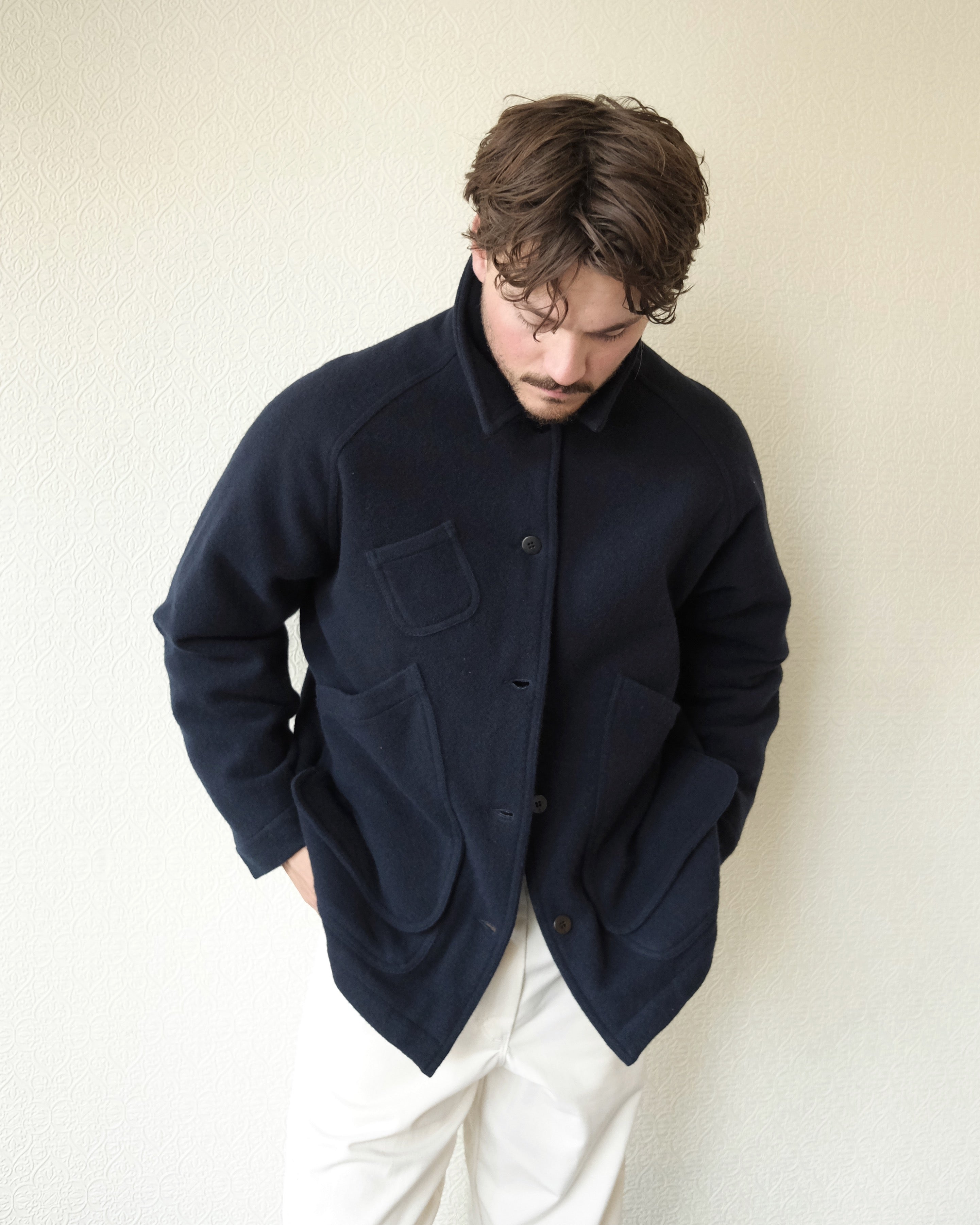 Mantero Jacket, Navy Wool