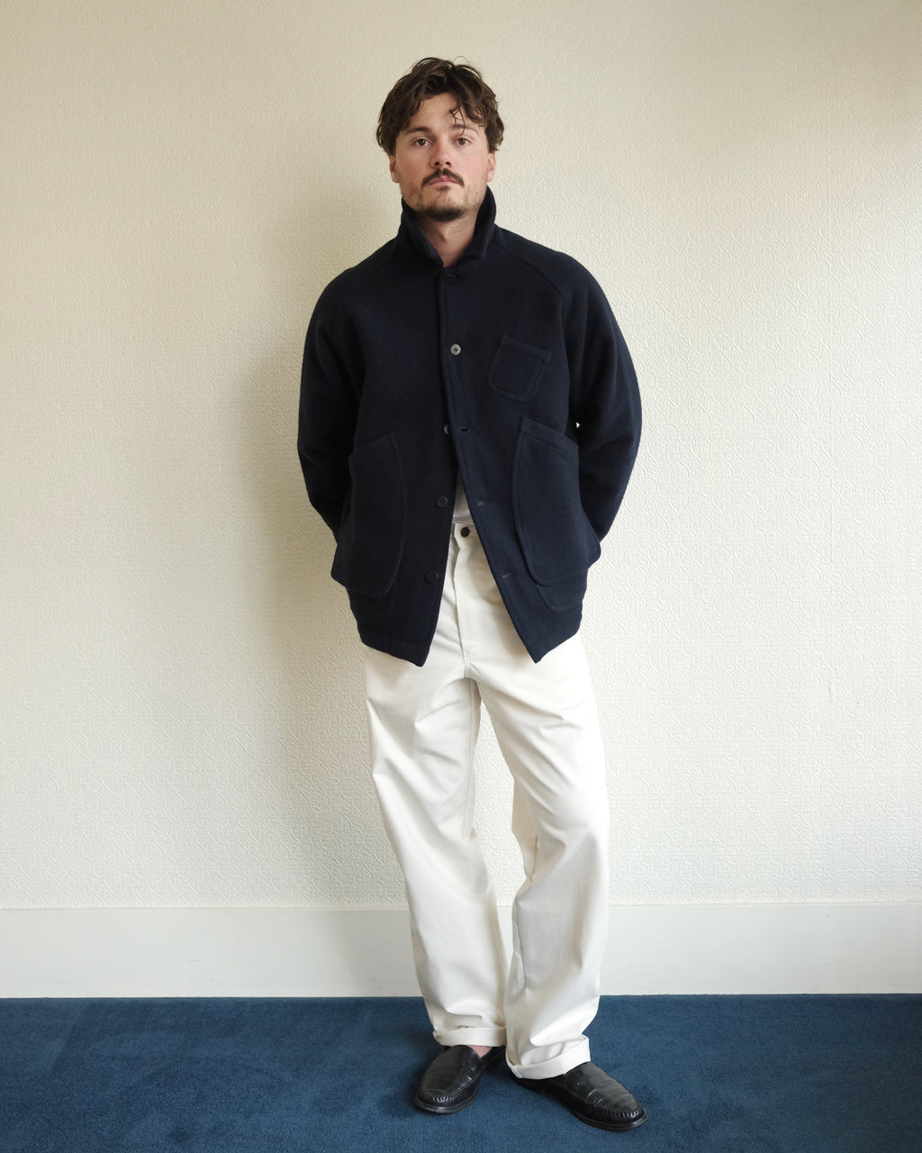 Mantero Jacket, Navy Wool