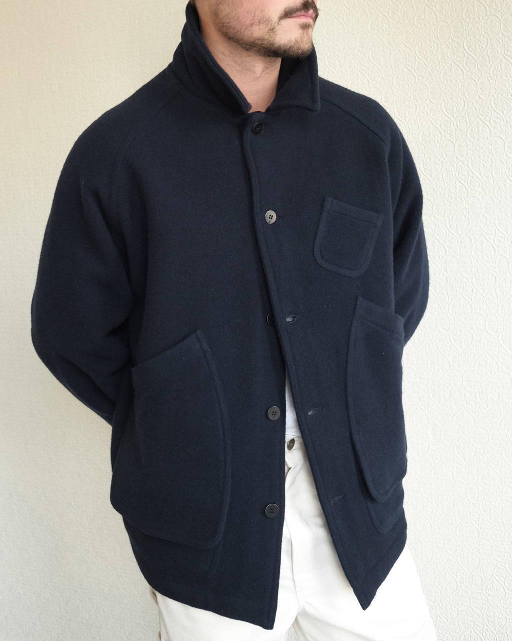 Mantero Jacket, Navy Wool