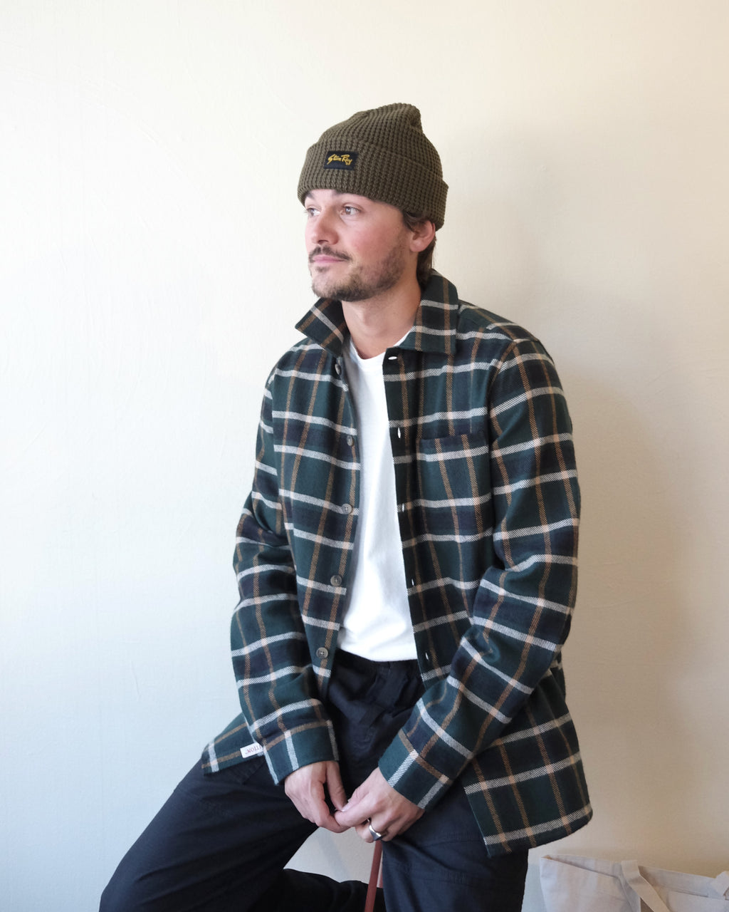 Waffle knit Beanie, Olive