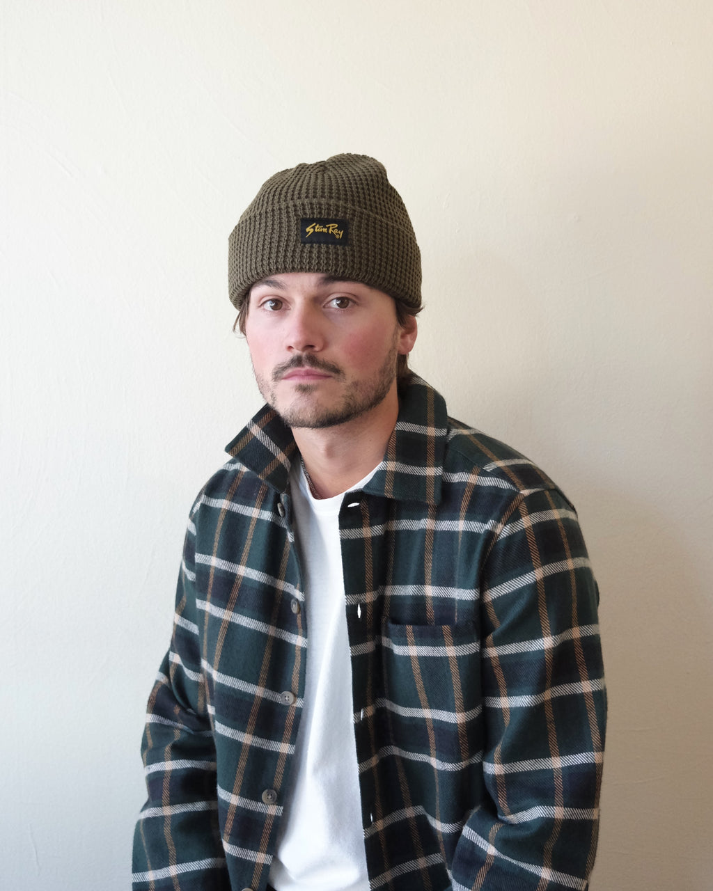 Waffle knit Beanie, Olive