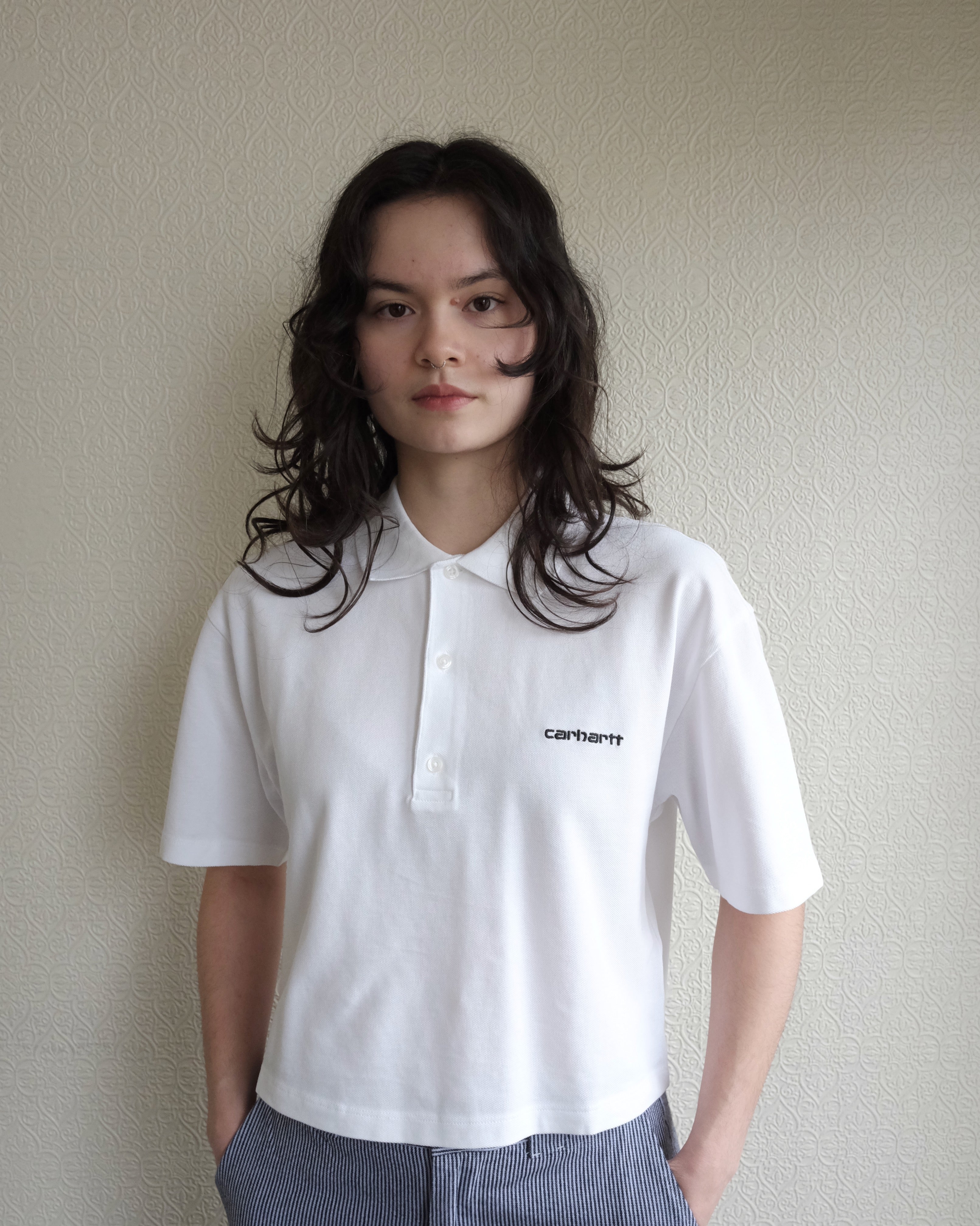 Script Polo Tee, White