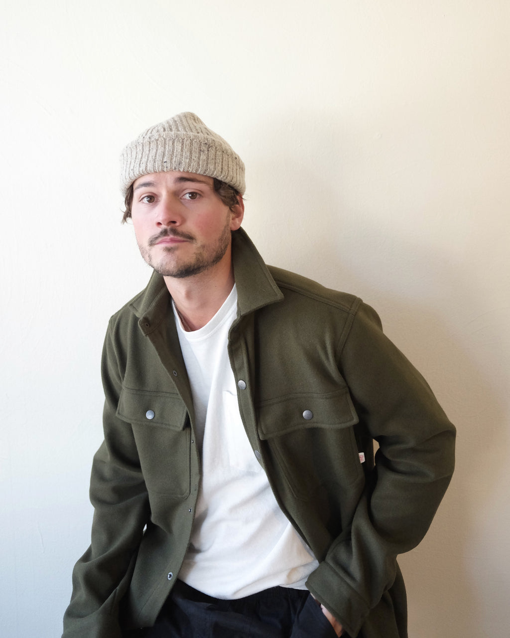 Wool Fleck Beanie, Off White