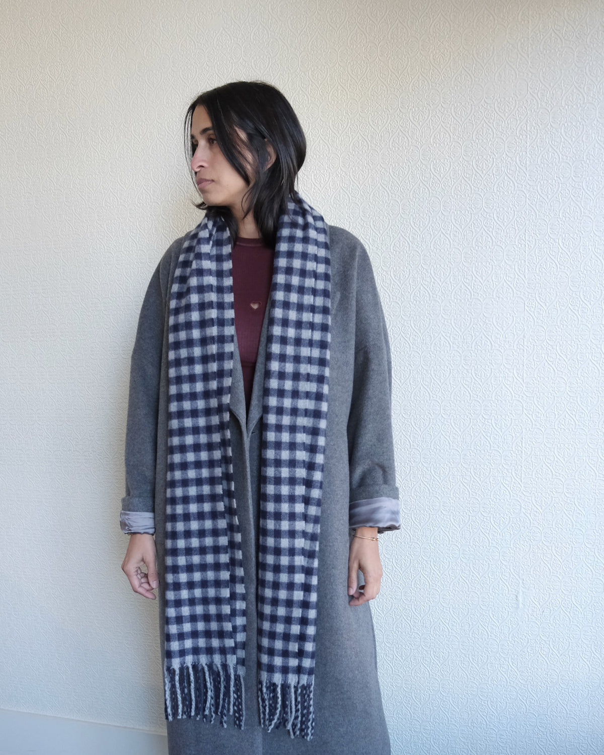 Wool Scarf, Willow Gingham