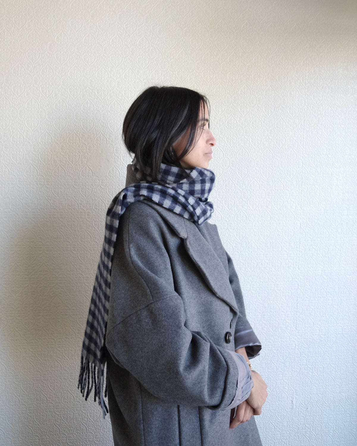 Wool Scarf, Willow Gingham