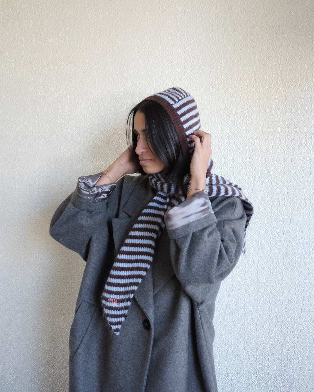 Tie Front Hood, Choco Stripe