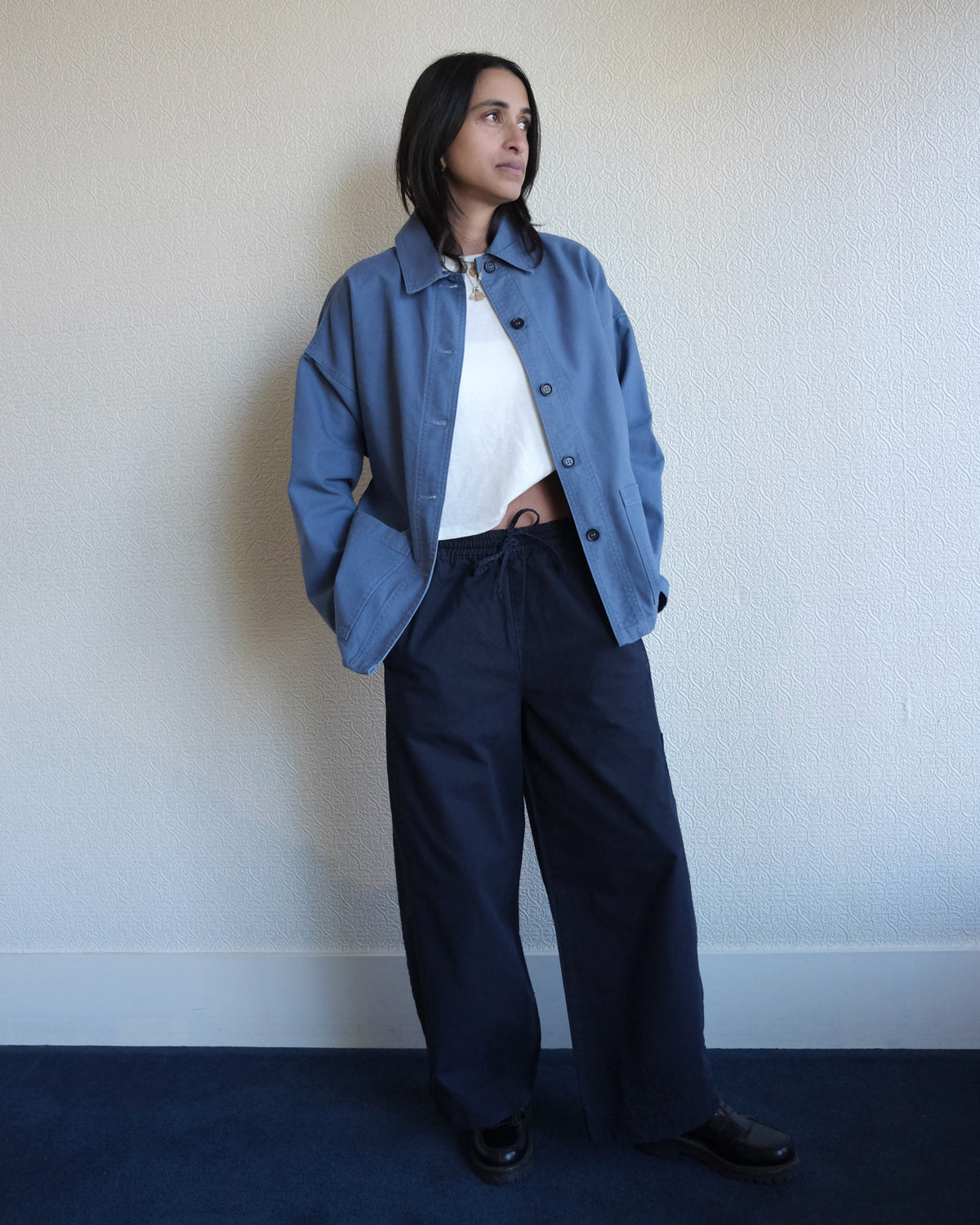 Oversized Workwear Jacket, Postman Blue