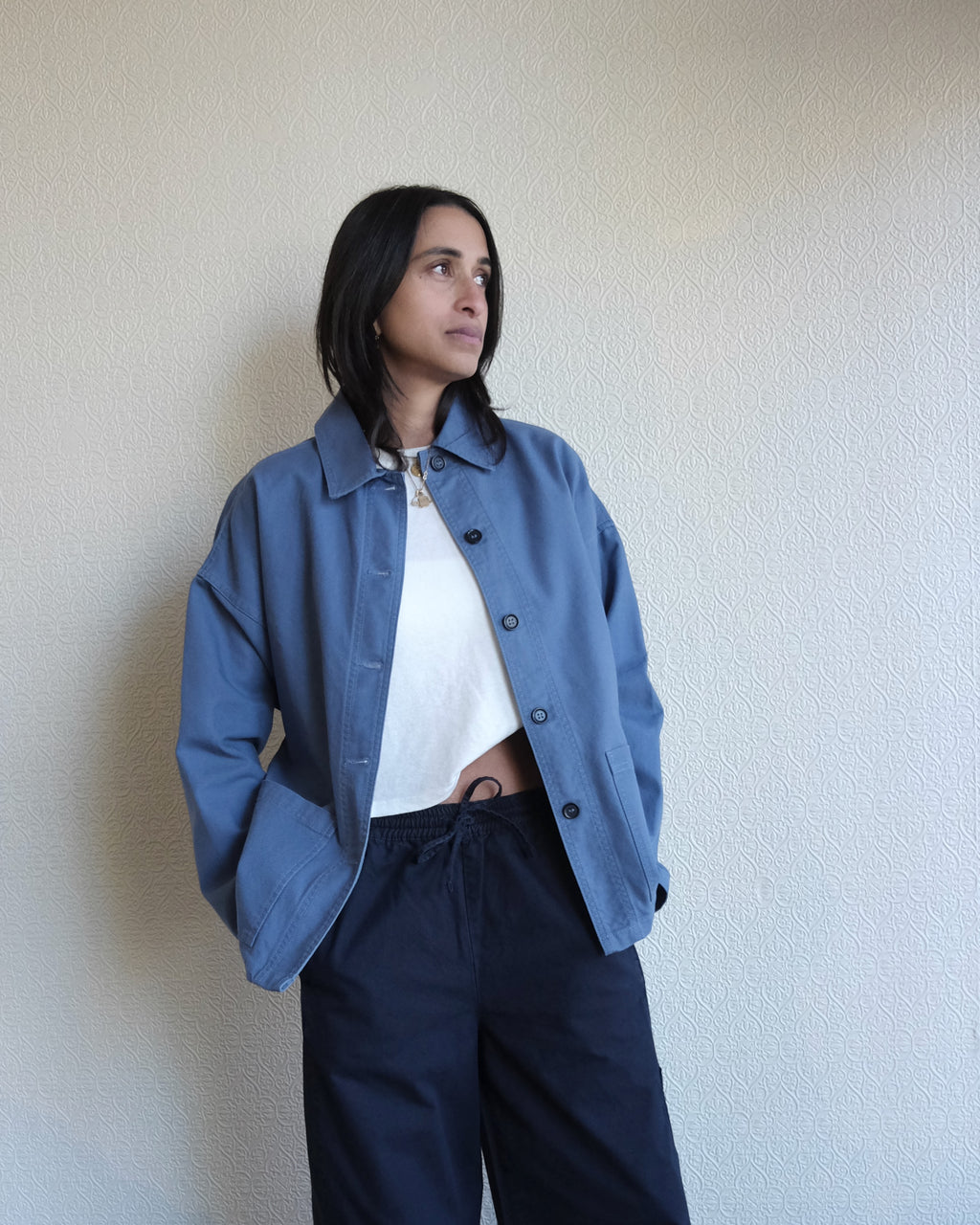 Oversized Workwear Jacket, Postman Blue