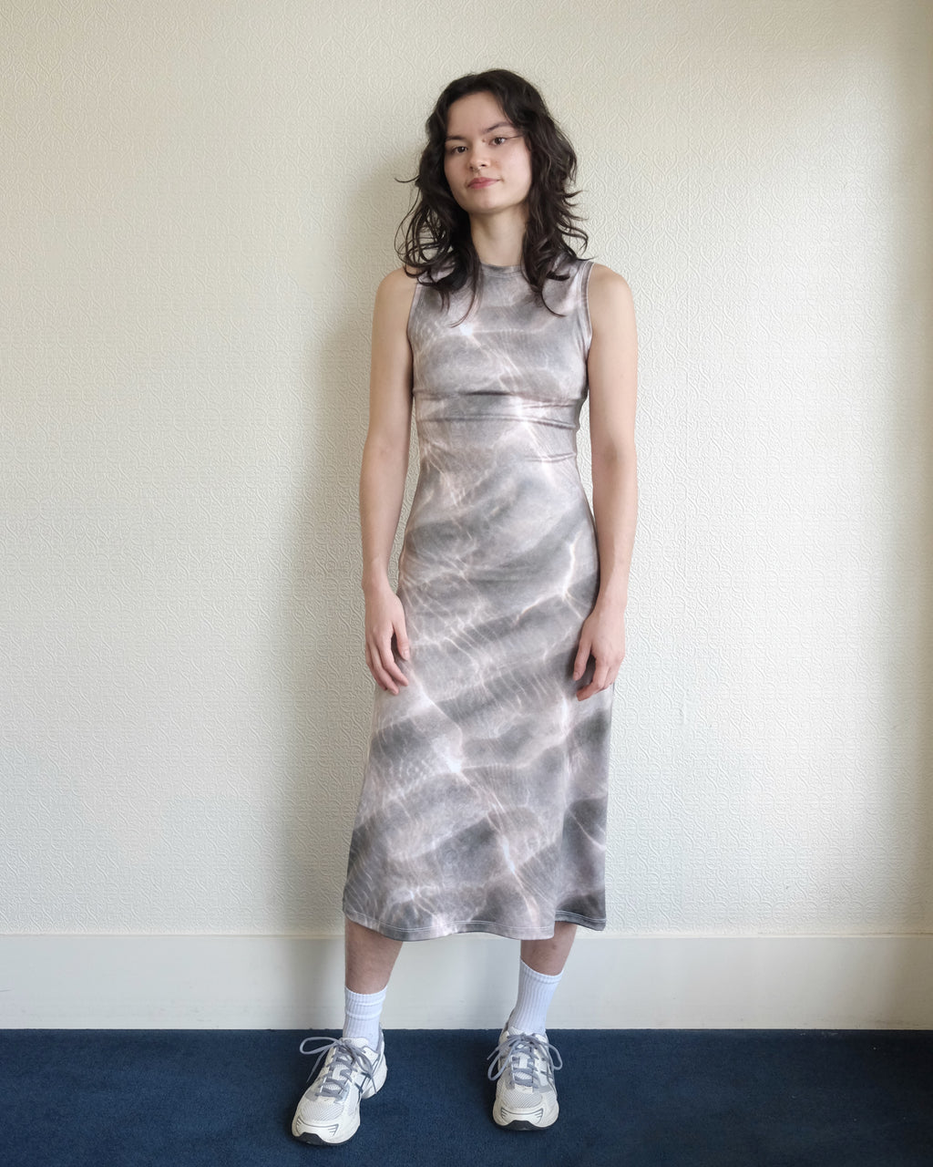 Waves High Neck Midi Dress