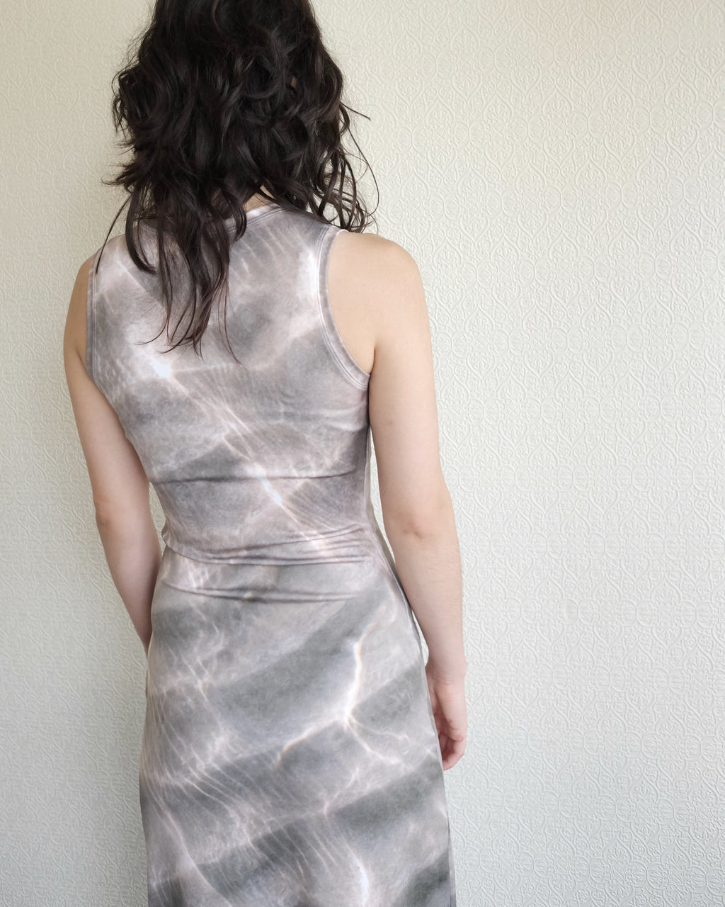 Waves High Neck Midi Dress