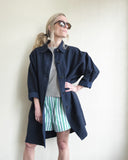 VETRA Long  Linen / Cotton Jacket, Navy