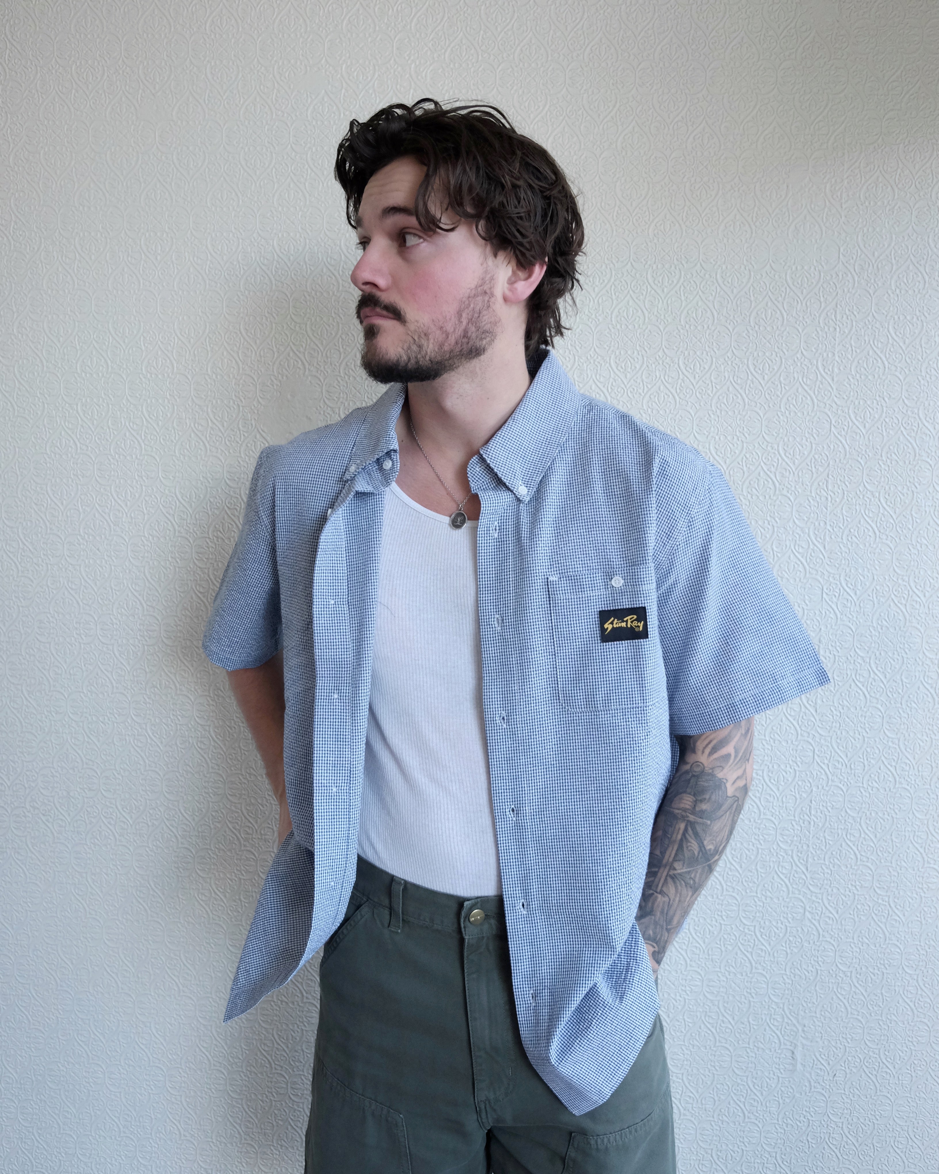 Gingham Button Up, Blue Gingham