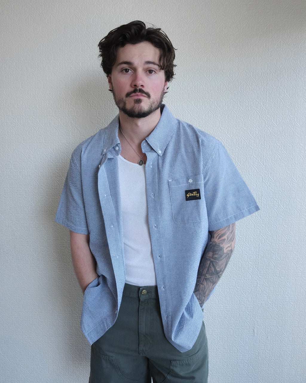 Gingham Button Up, Blue Gingham