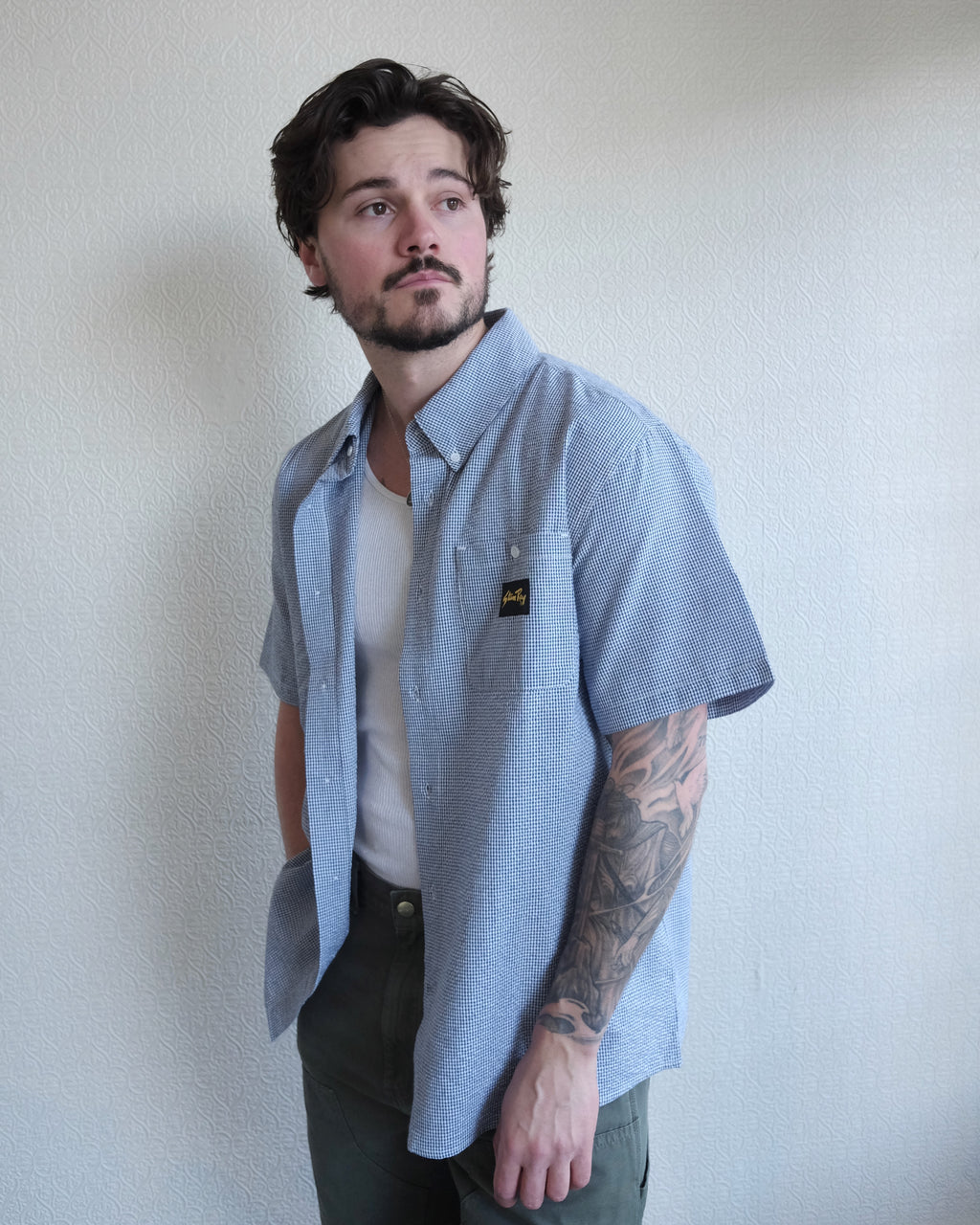 Gingham Button Up, Blue Gingham