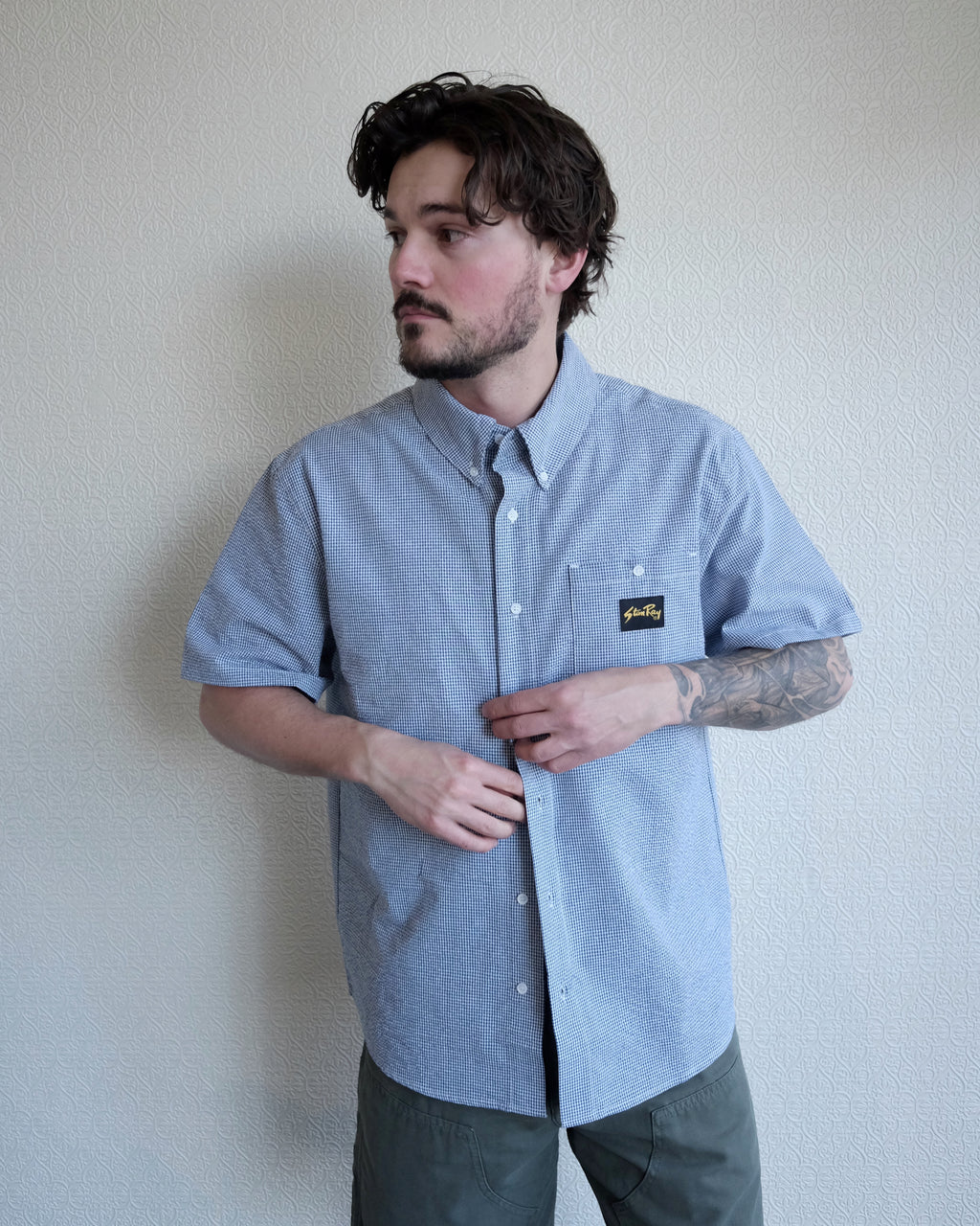 Gingham Button Up, Blue Gingham