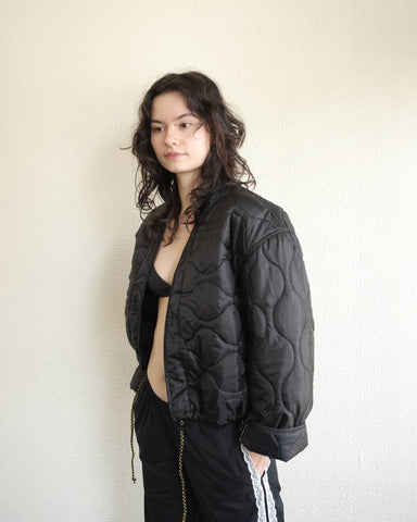 Cropped Military Liner, Black