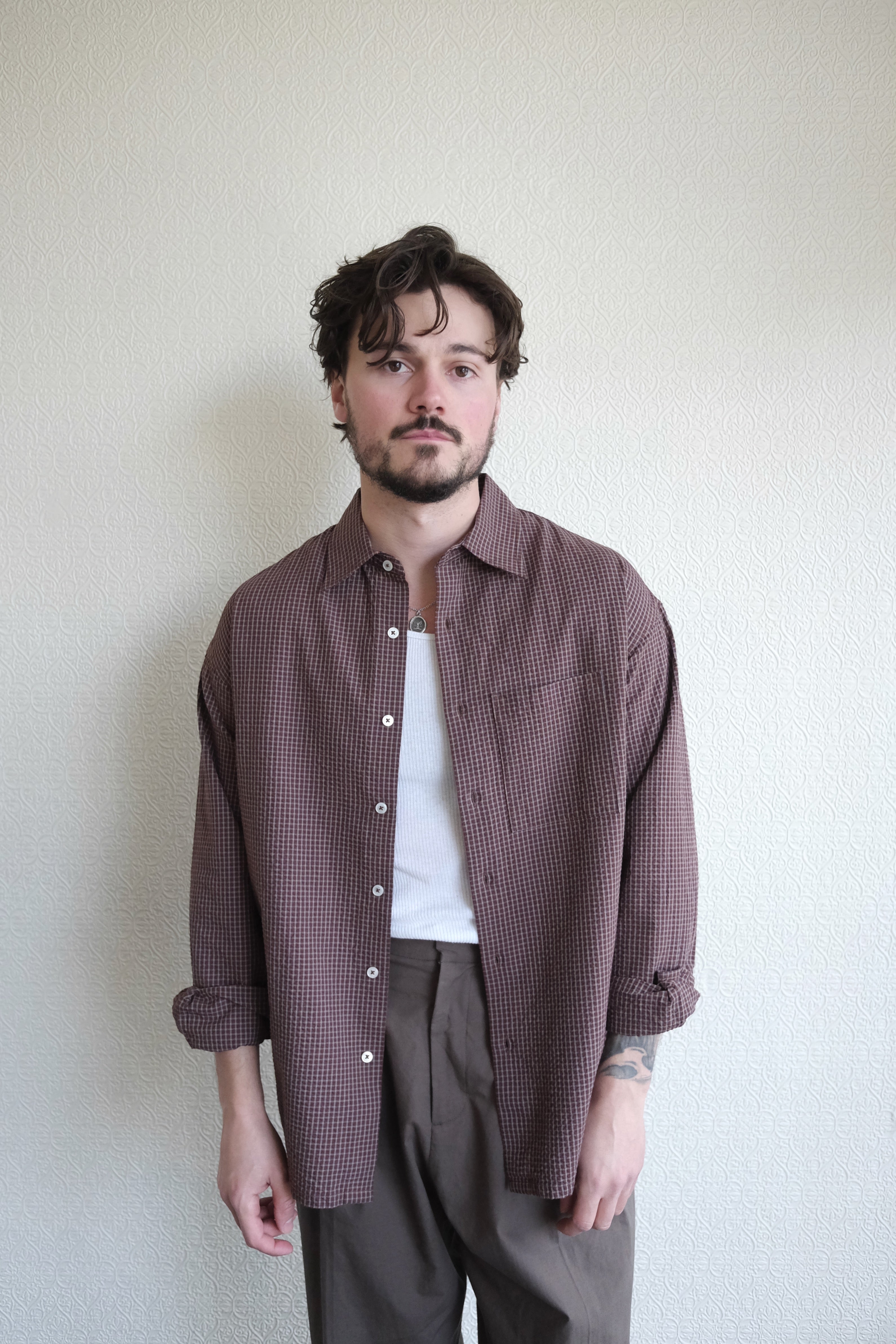 Kuzushi Work Shirt, Brown Check