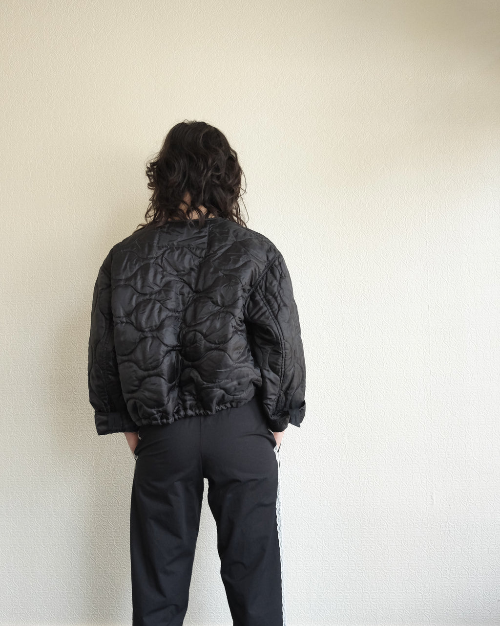 Cropped Military Liner, Black