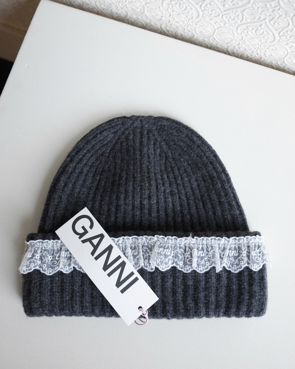 Wool Lace Beanie, Phantom
