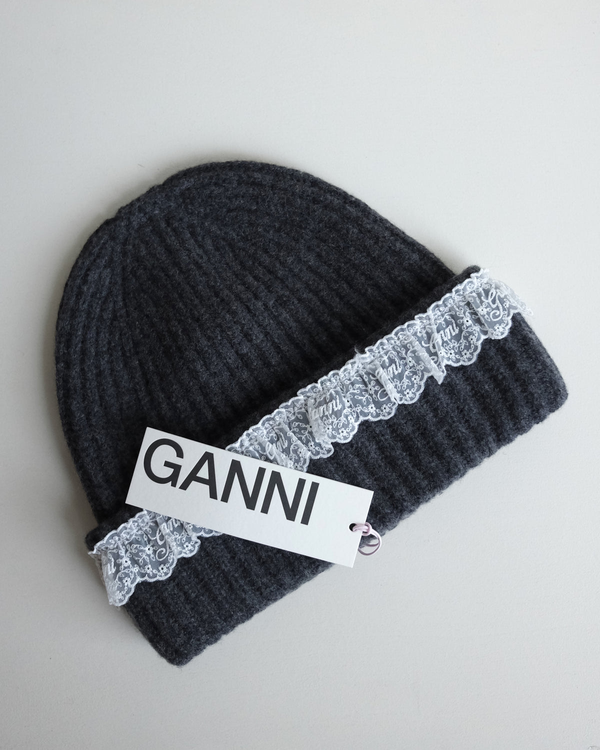 Wool Lace Beanie, Phantom