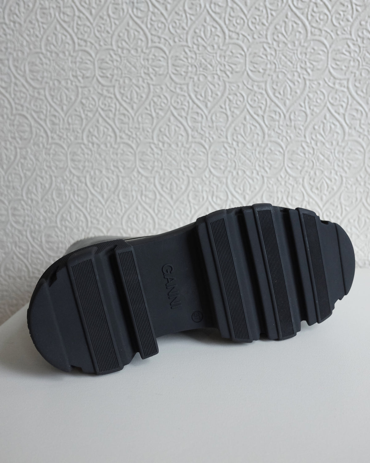 Cleated Zip Boots, Black Leather