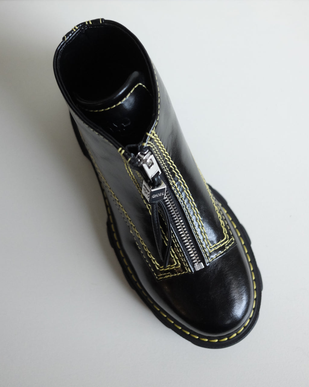 Cleated Zip Boots, Black Leather