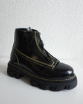 Cleated Zip Boots, Black Leather