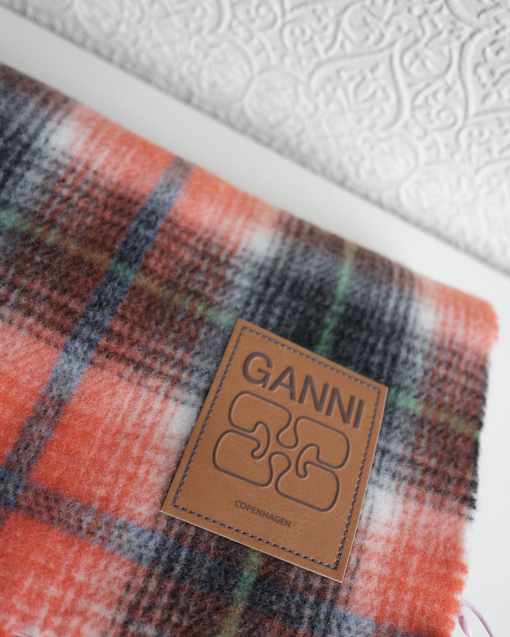 Wool Check Scarf, Russet Orange