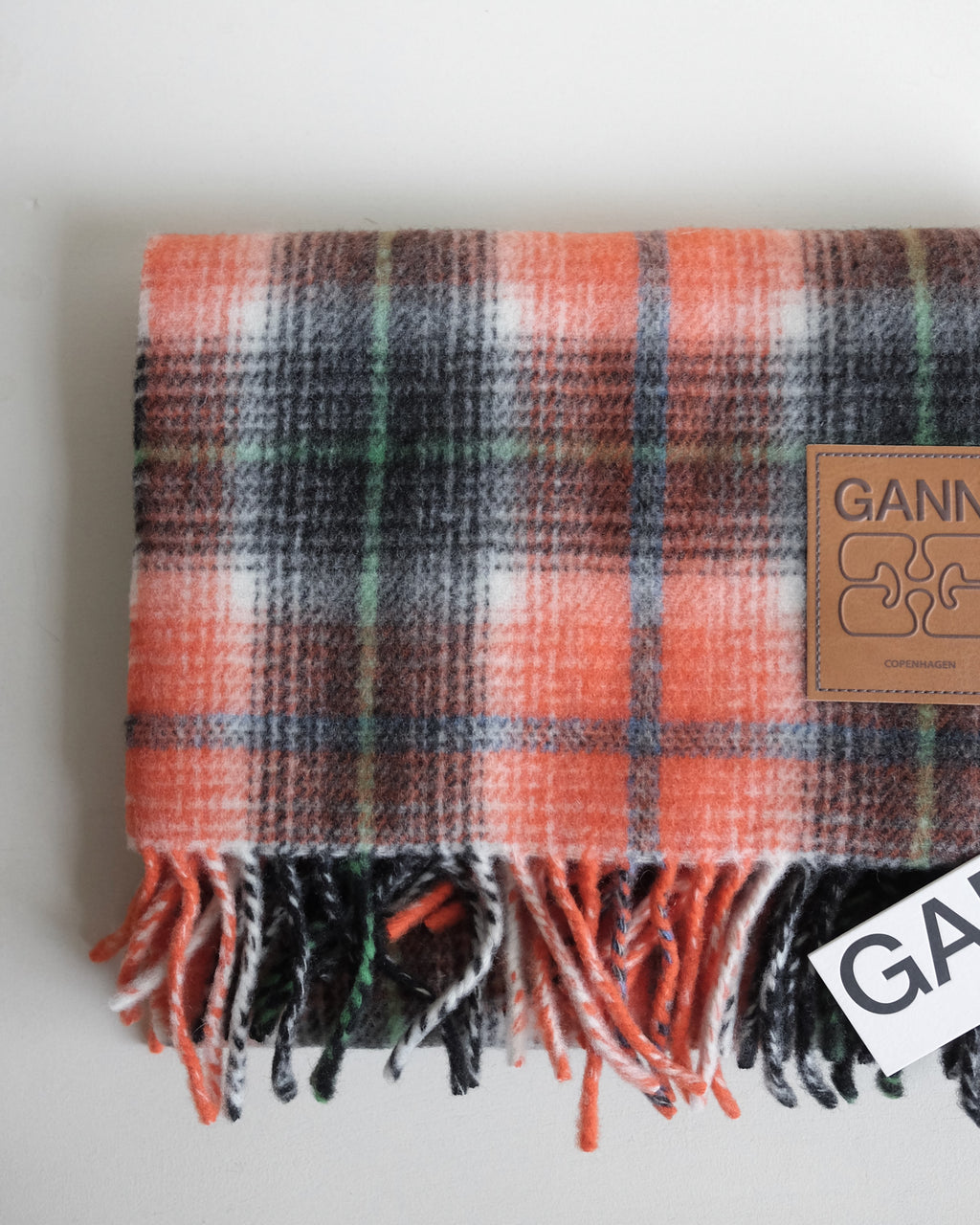 Wool Check Scarf, Russet Orange