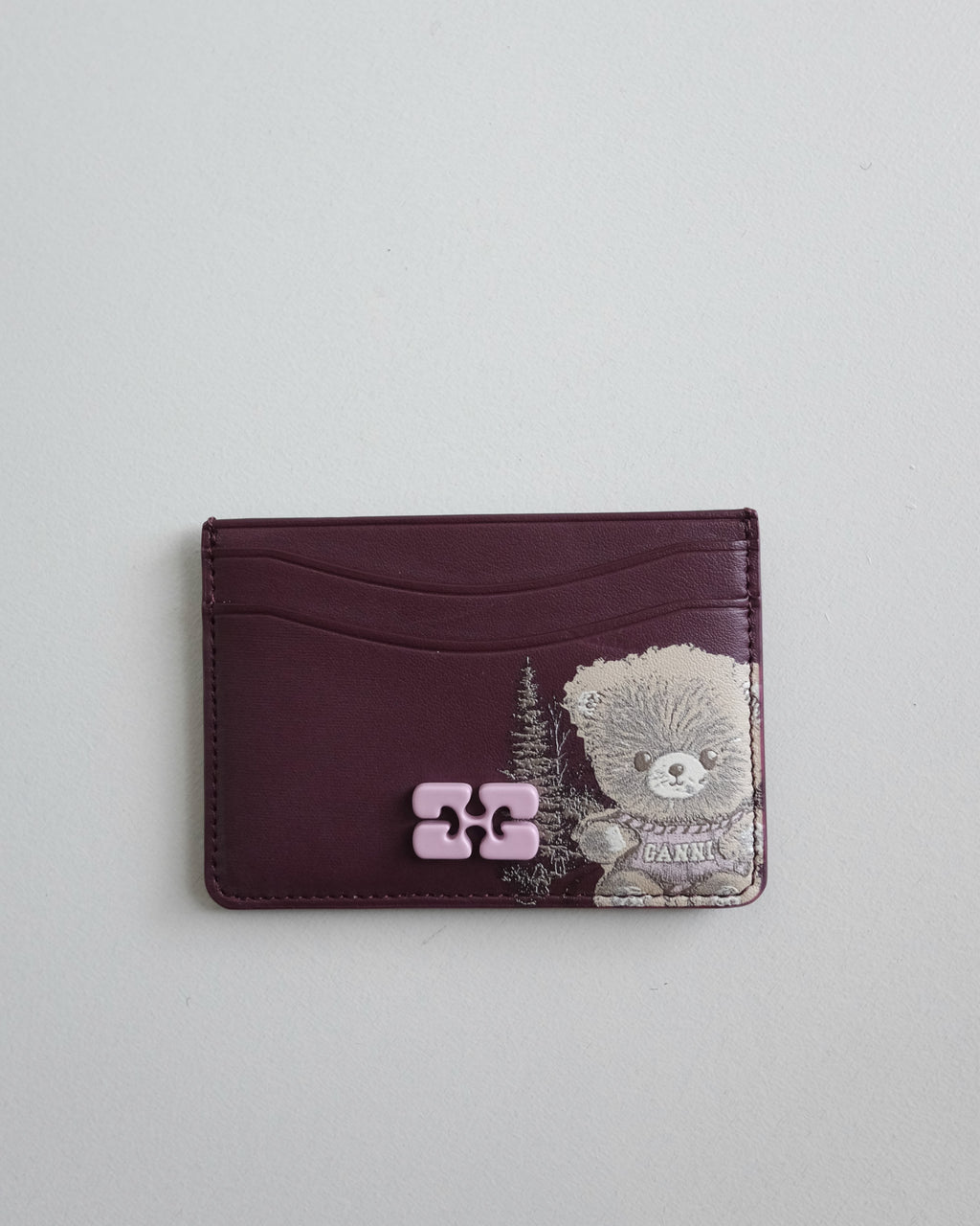 Ganni Bou Card Holder, Burgundy
